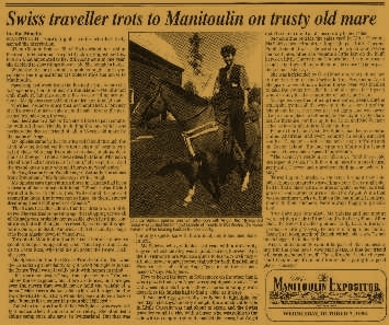 Newspaper article in the Manitoulin Express in 1998.
